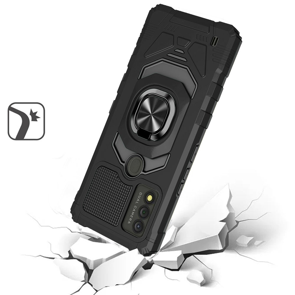 For Wiko Voix Hybrid Dual Layer with 360° Rotate Magnetic Ring Stand Holder Kickstand, 2in1 TPU Rugged PC Shockproof Phone Case Cover