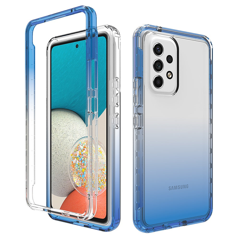 For Samsung Galaxy A53 5G Dual Layer Hybrid Clear Gradient Two Tone Transparent Shockproof Rubber Hard Protective Frame Phone Case Cover