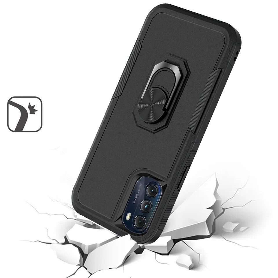 For Samsung Galaxy A03S Ring Holder Stand, Support Magnetic Car Mount, Hard TPU Hybrid Shockproof Phone Case Cover