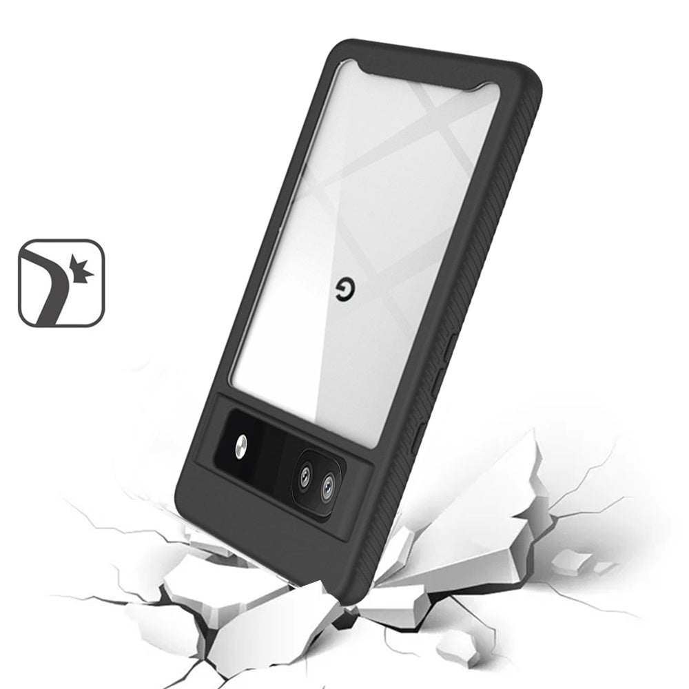 For Google Pixel 6A Clear Dual Layer Rugged Bumper Frame Heavy Duty Hybrid Shockproof Rubber TPU Full Body Defender Phone Case Cover