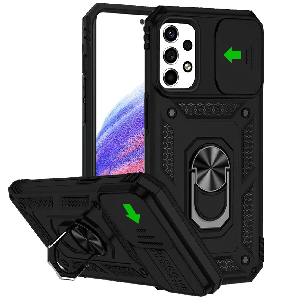 For Samsung Galaxy A53 5G Case with Stand, Camera Lens Protection & 360° Rotate Ring Kickstand, Shockproof, Edge Bumper Phone Case Cover