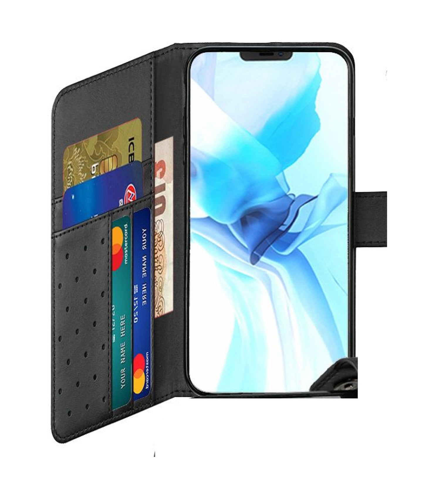 For Apple iPhone 11 (6.1") Wallet Case with Credit Card Holder, PU Leather Flip Pouch Kickstand & Strap TPU Protective Phone Case Cover