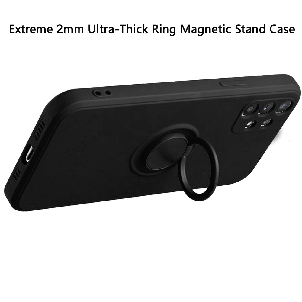 For Samsung Galaxy A33 5G Slim Silicone Soft Rubber Hybrid with Ultra-Thick Ring Magnetic Stand Holder Car Mount Supported Hard Phone Case Cover