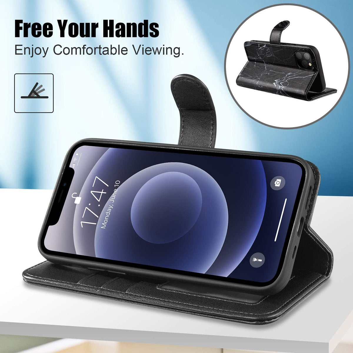 For Apple iPhone 13 (6.1") Wallet Case Pattern Design PU Leather Wallet with Credit Cards Holder, Wrist Strap & Stand Feature Flip Pouch Protective Butterfly Phone Case Cover