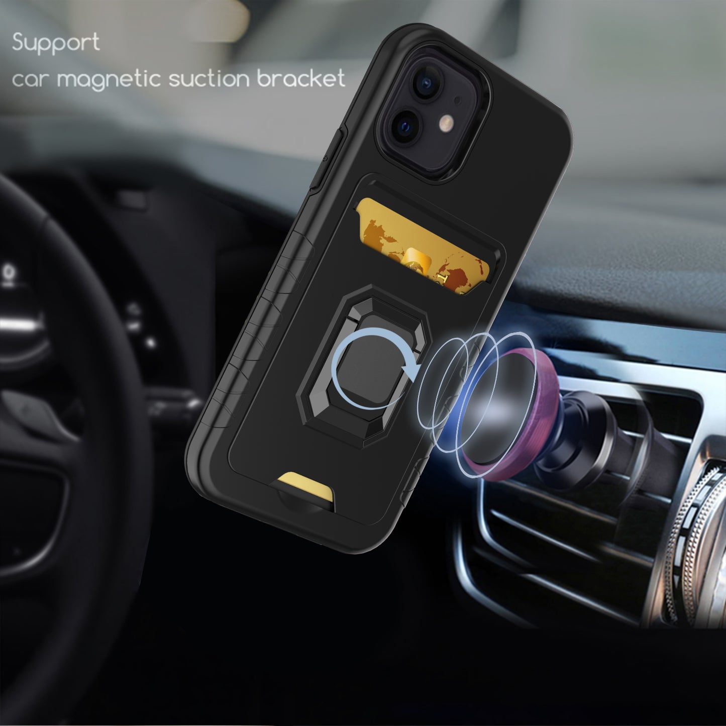 For Samsung Galaxy A53 5G Wallet Case Designed with Credit Card Holder & Stand Kickstand Ring Heavy Duty Hybrid Armor Phone Case Cover