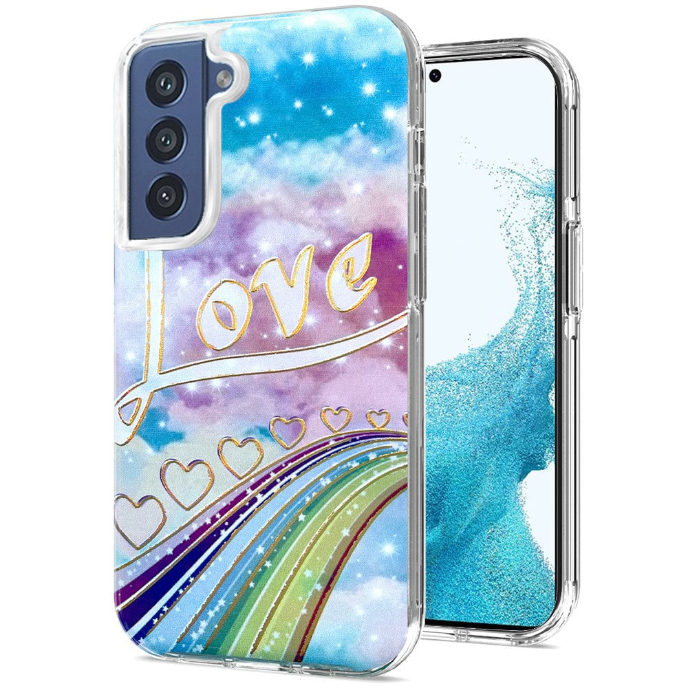 For Samsung Galaxy S22 Ultra Stylish Gold Layer Design Hybrid Rubber TPU Hard PC Shockproof Armor Rugged Slim Phone Case Cover