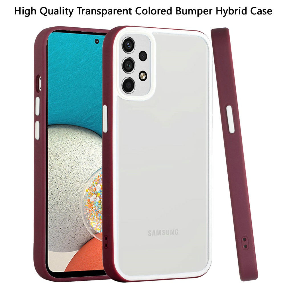 For Samsung Galaxy A53 5G Hybrid Transparent Colored Frame Bumper Hard Back Shockproof Slim TPU Silicone Protective Phone Case Cover
