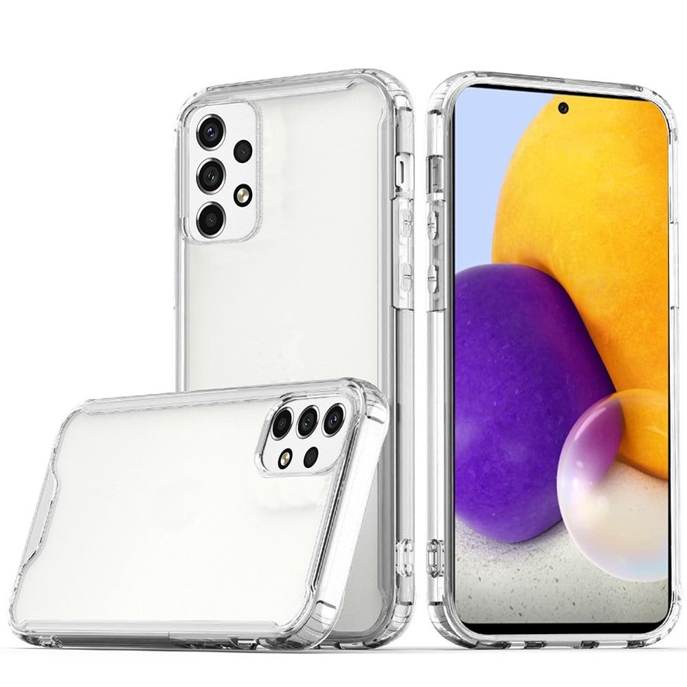 For Samsung Galaxy A73 5G Colored Shockproof Transparent Hard PC + Rubber TPU Hybrid Bumper Shell Thin Slim Protective Clear Phone Case Cover