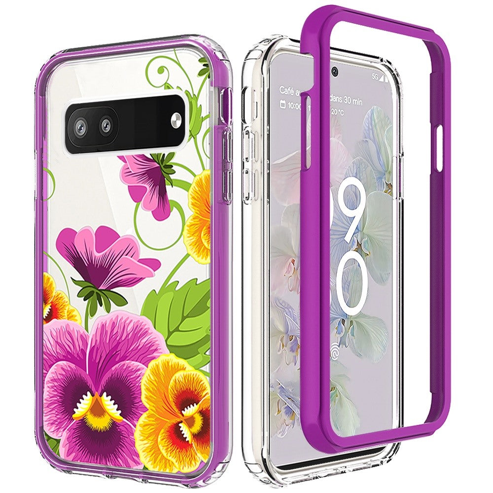 For Google Pixel 6A Beautiful Design 3 in 1 Hybrid Triple Layer Armor Hard Plastic Rubber TPU Shockproof Protective Frame Phone Case Cover