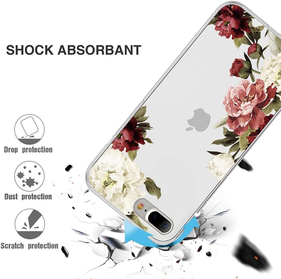 For Samsung Galaxy A03 Core Floral Patterns Design Transparent Silicone Shock Absorption Bumper Slim Hard PC Back Phone Case Cover