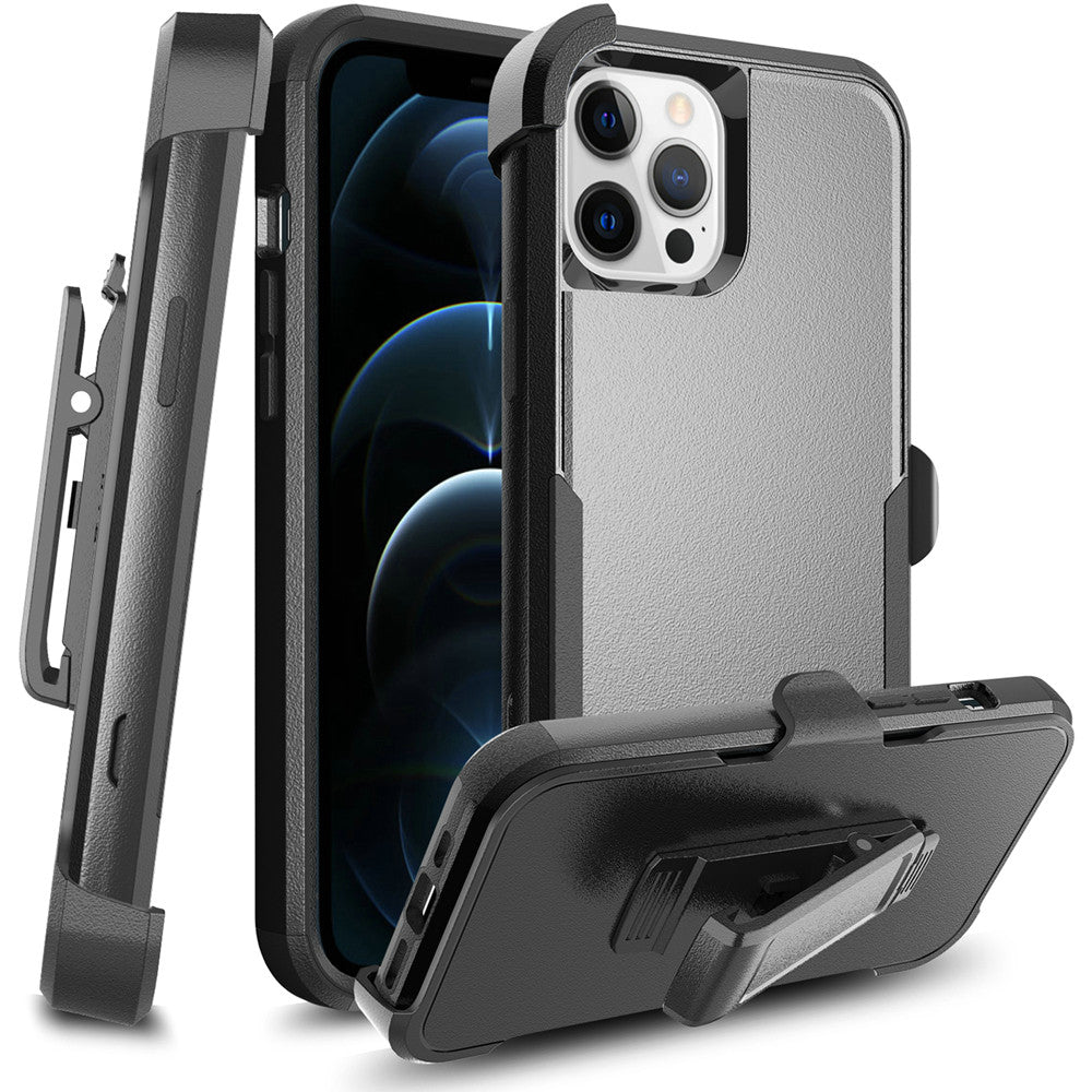 For Apple iPhone SE 2022 /SE 2020/8/7 Hybrid Rugged Shockproof 3-Layer Military Tough with Swivel Belt Clip Kickstand & Holster Phone Case Cover