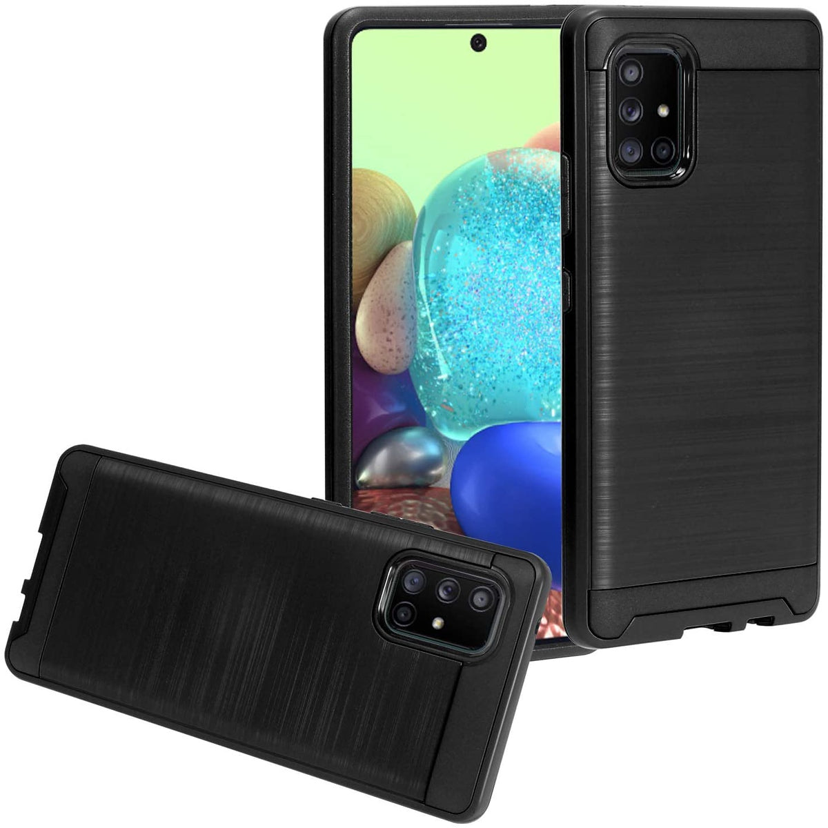 For Samsung Galaxy A03S Brushed Texture Slim Hybrid Shockproof Dual Layer Hard PC TPU Silicone Armor Rugged Protective Phone Case Cover