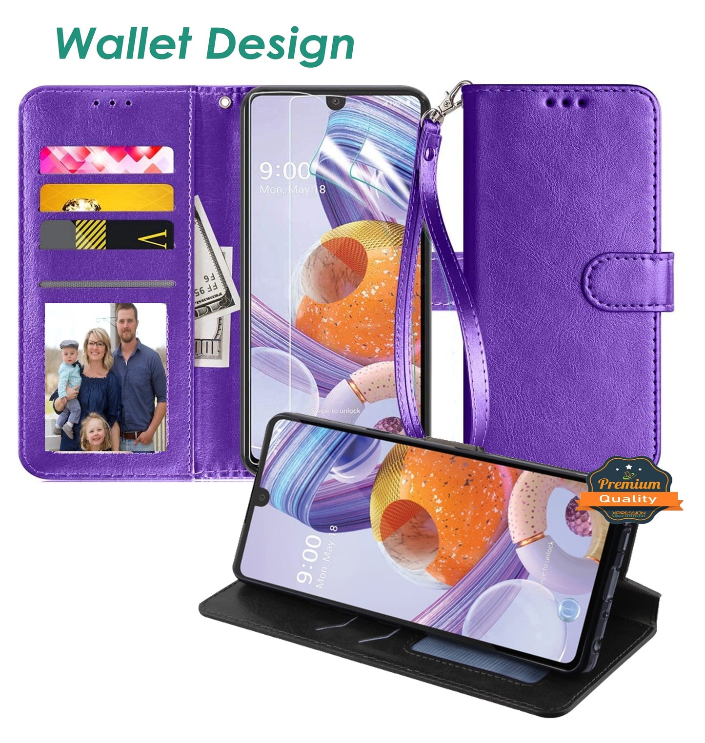 For Samsung Galaxy A12 5G Luxury Leather Wallet Case with Credit Card Holder Storage Lanyard Kickstand & Magnetic Flip Phone Case Cover