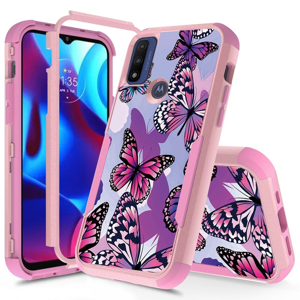 For Motorola Moto G Pure Fashion Design Three Layer Heavy Duty Hybrid Sturdy 3in1 Shockproof Hard PC Back Protective Phone Case Cover