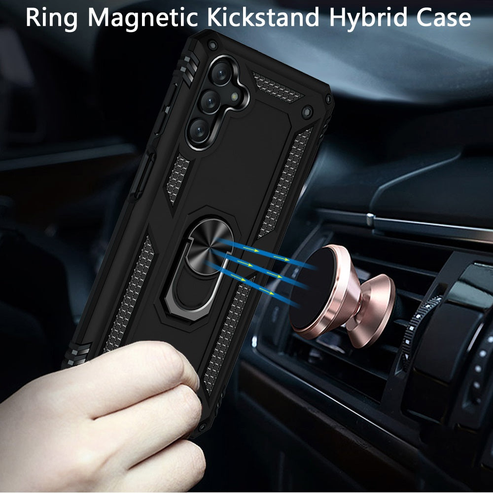 For Samsung Galaxy A13 4G 2022 Military Grade Rugged Dual Layers Shockproof Hybrid Protection with Ring Kickstand Phone Case Cover