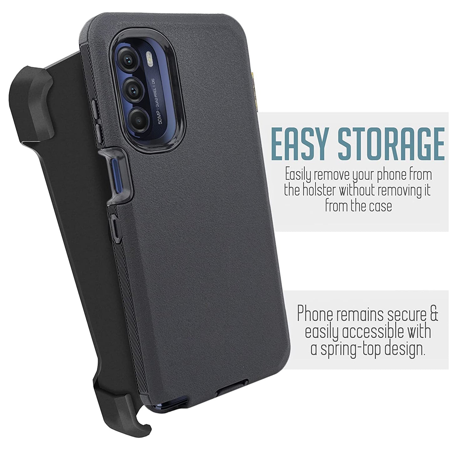 For Apple iPhone 14 Pro (6.1") Heavy Duty Rugged Shockproof Body Protection Hybrid Kickstand with Swivel Belt Clip Holster Black Phone Case Cover