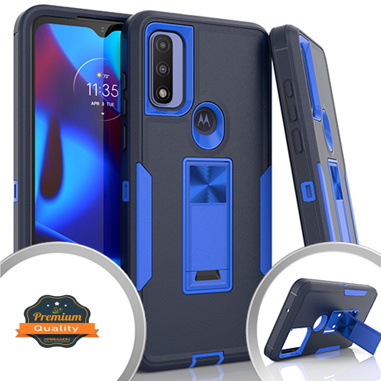 For Motorola Moto G Pure / Moto G Power 2022 Military Grade Rugged with Hidden Kickstand Hybrid Heavy Duty Support Car Mount Holder Phone Case Cover