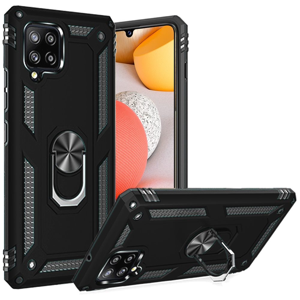 For Samsung Galaxy A42 5G Hybrid Dual Layer with 360 Degree Rotatable Ring Stand Holder Kickstand Fit Magnetic Car Mount Phone Case Cover