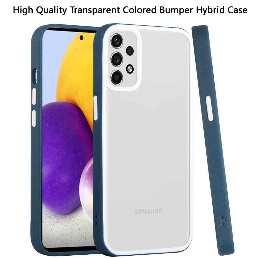 For Samsung Galaxy A73 5G Hybrid Transparent Colored Frame Bumper Hard Back Shockproof Slim TPU Silicone Protective Phone Case Cover