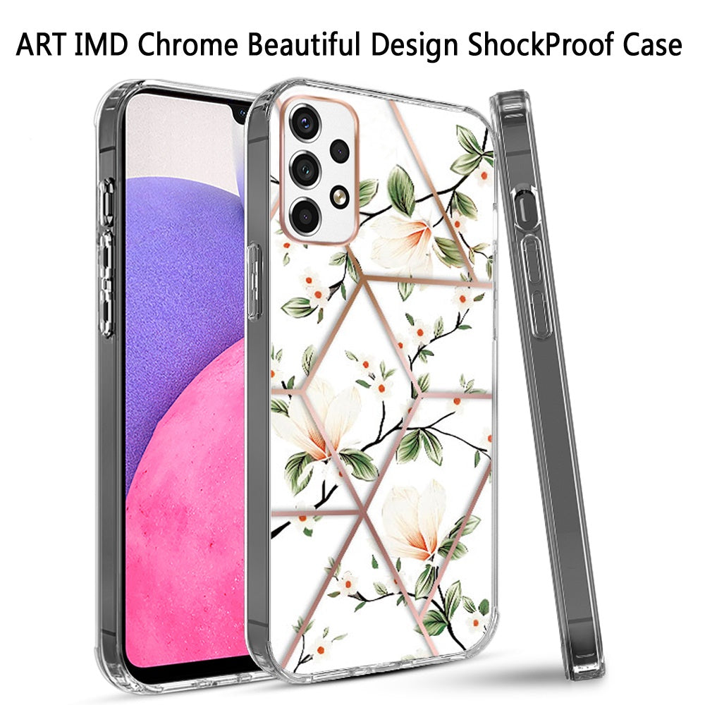 For Samsung Galaxy A33 5G Fashion Art Floral IMD Design Beautiful Flower Pattern Hybrid Protective Hard Rubber TPU Slim Phone Case Cover