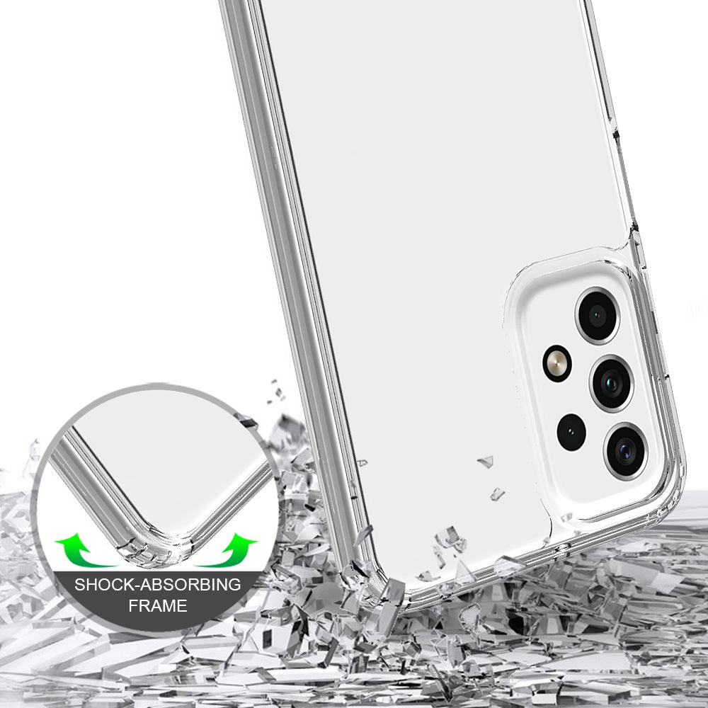For Samsung Galaxy A23 5G Hybrid Crystal Clear Transparent Shock-Absorption Bumper with TPU + Hard PC Back Frame Phone Case Cover