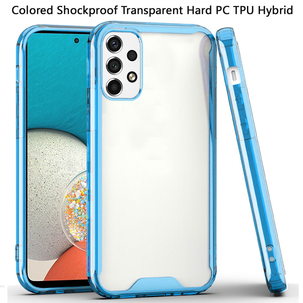 For Samsung Galaxy A53 5G Colored Shockproof Transparent Hard PC + Rubber TPU Hybrid Bumper Shell Thin Slim Protective Phone Case Cover