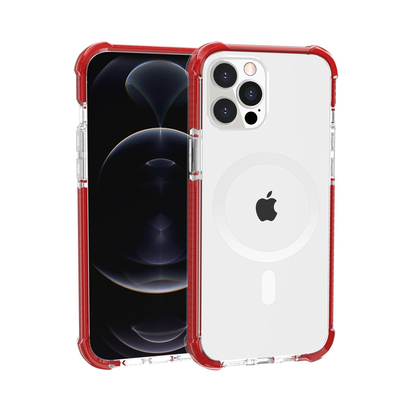 For Apple iPhone 13 /Pro Max ShockProof Hybrid Acrylic Transparent Hard PC + TPU Color Frame Bumper Compatible with MagSafe Phone Case Cover