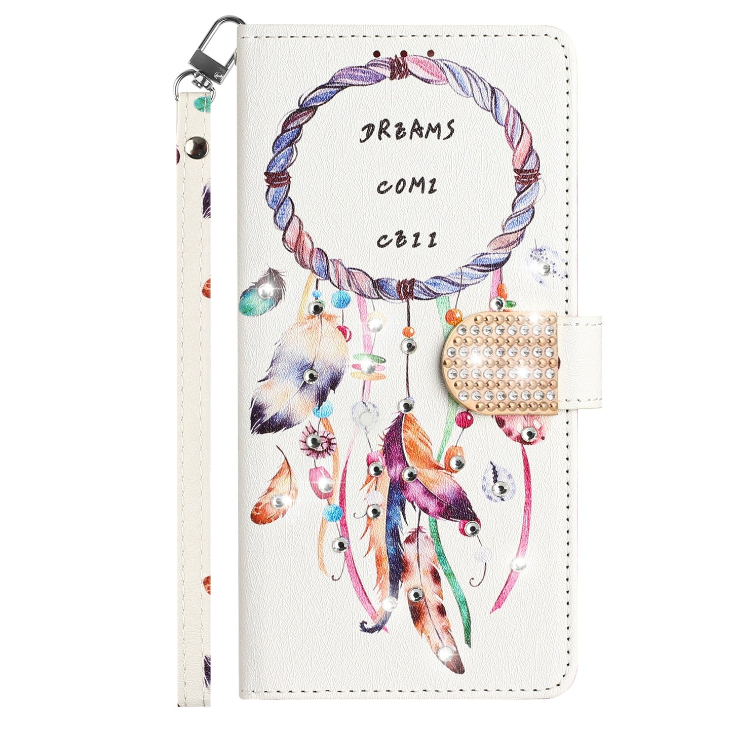 For Samsung Galaxy A23 5G Fashion Diamond Bling Design Wallet Pouch Card Slots PU Leather With Lanyard Phone Case Cover