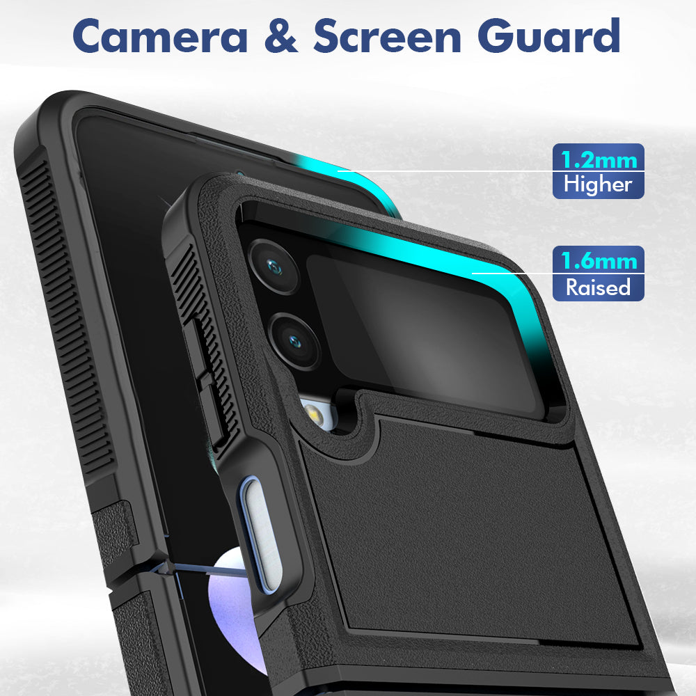For Samsung Galaxy Z Flip 4 5G Tough Hybrid Rugged Hard Shockproof Drop-Proof 3in1 Protection, Military Grade Armor Phone Case Cover