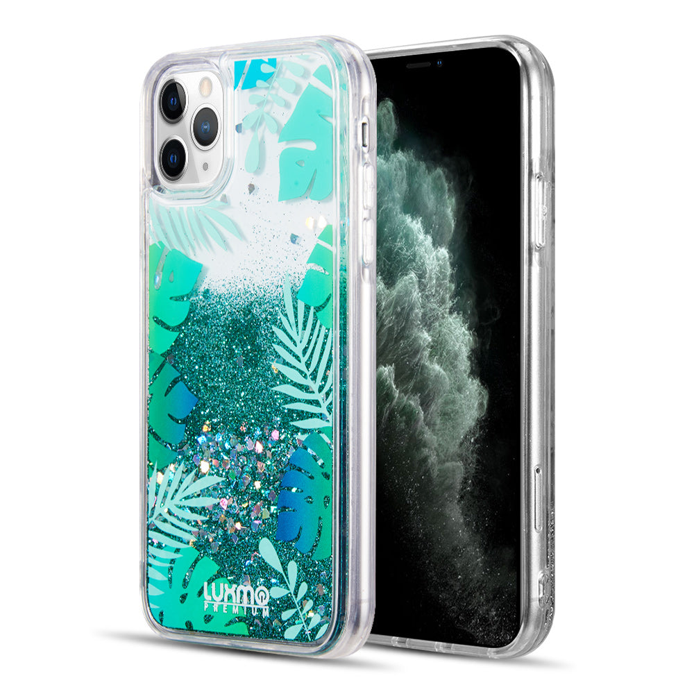 For Apple iPhone 13 /Pro Max Mini Quicksand Waterfall Liquid Glitter Sparkling Pattern Design Floating Bling Hybrid Soft TPU + PC Clear Phone Case Cover