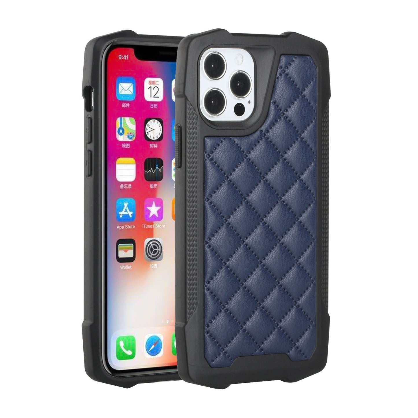 For Samsung Galaxy A02S PU Leather Design Lines Hybrid PC Hard Shockproof Armor Shell Bumper Soft Rubber Protection Phone Case Cover