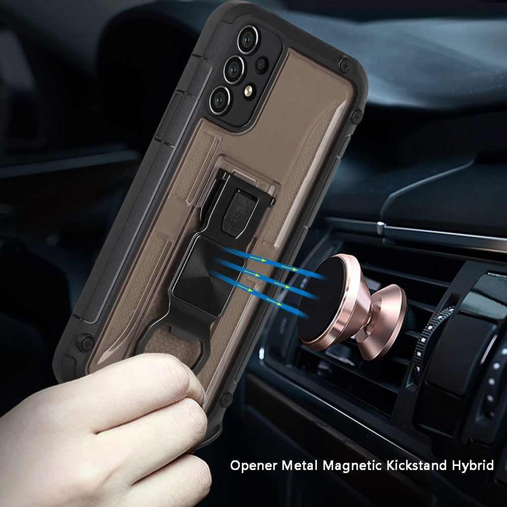 For Samsung Galaxy A33 5G Heavy Duty Military Grade Hybrid with Magnetic Kickstand, Carabiner, Bottle Beer Opener Shockproof Phone Case Cover