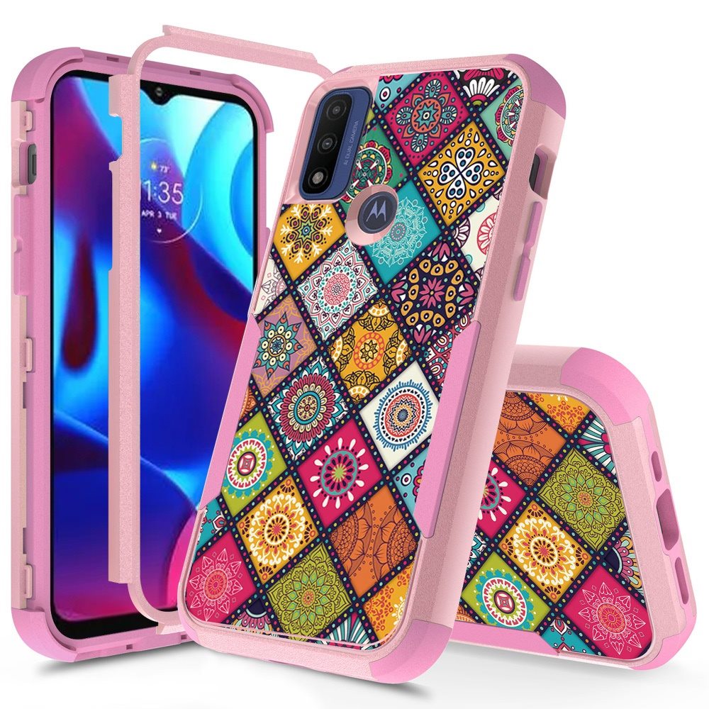 For Motorola Moto G Pure Fashion Design Three Layer Heavy Duty Hybrid Sturdy 3in1 Shockproof Hard PC Back Protective Phone Case Cover