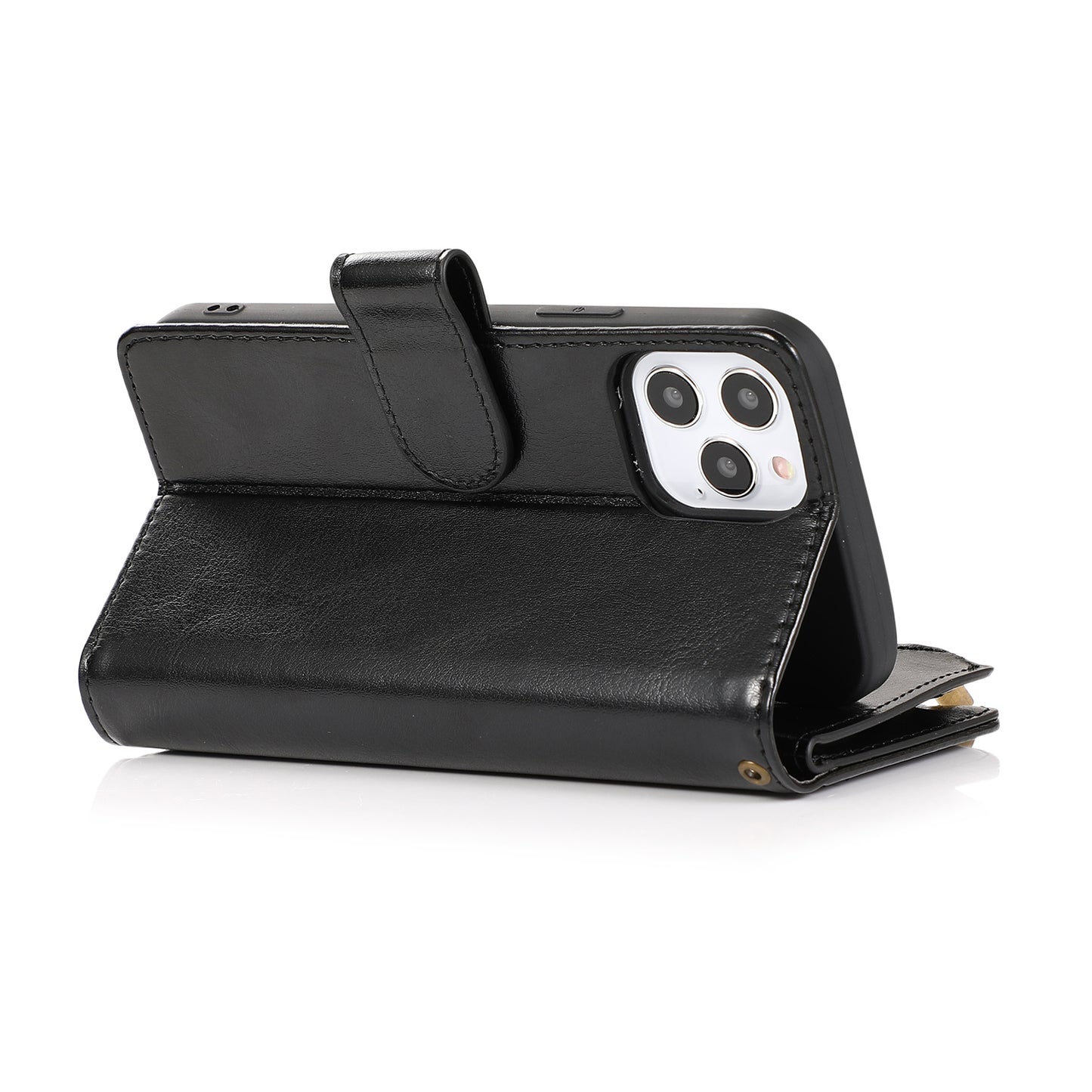 For Samsung A03 Core Leather Zipper Wallet Case 9 Credit Card Slots Cash Money Pocket Clutch Pouch Stand and Strap Phone Case Cover