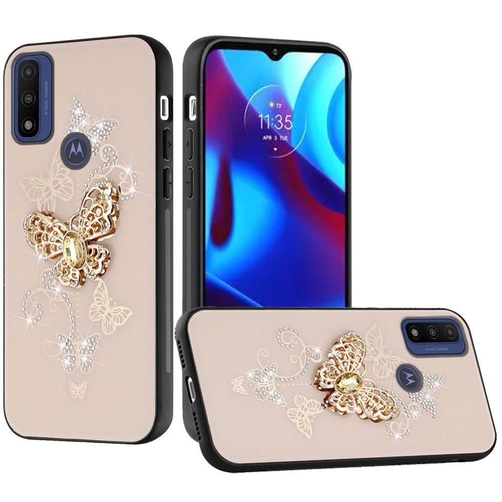 For Motorola Moto G Power 2022 3D Diamond Bling Sparkly Glitter Ornaments Engraving Hybrid Armor Rugged Metal Fashion Phone Case Cover