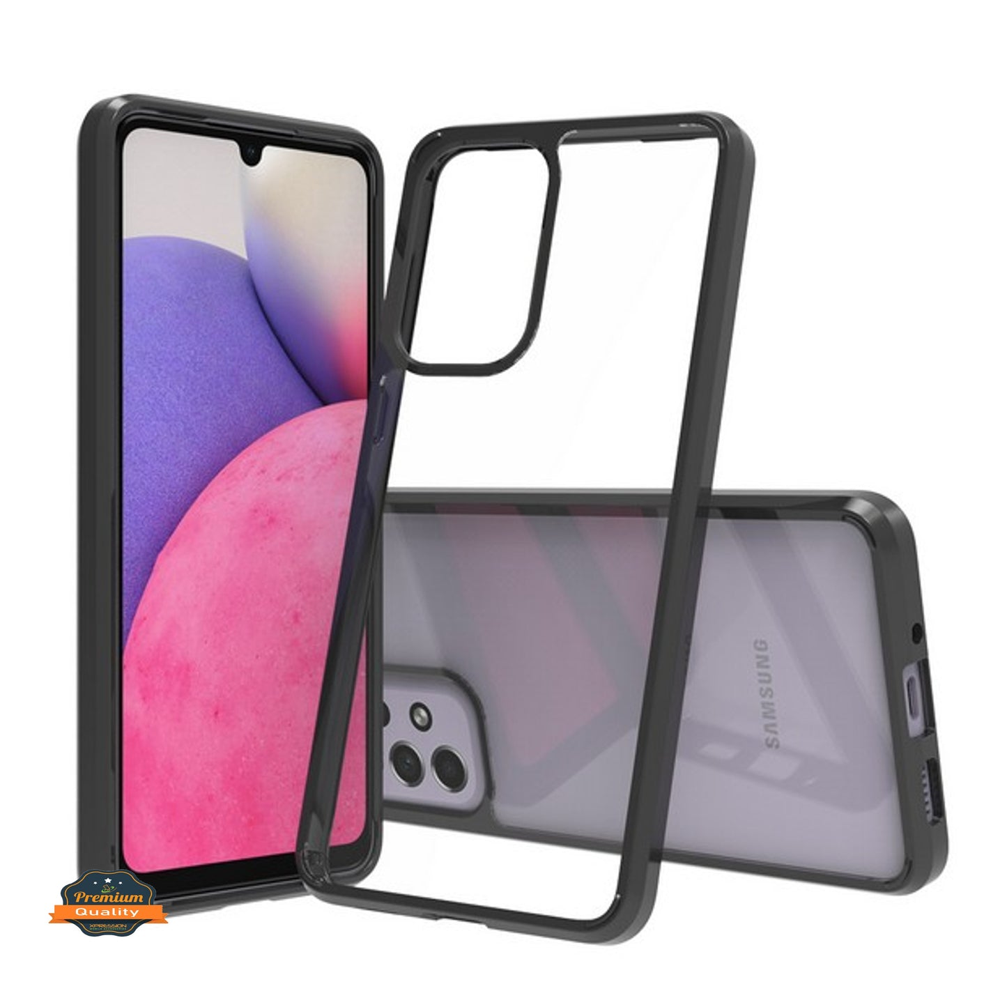 For Samsung Galaxy A03S Crystal HD Clear Back Panel + TPU Bumper Hybrid Thin Slim Hard Shockproof Defender Anti-Drop Phone Case Cover