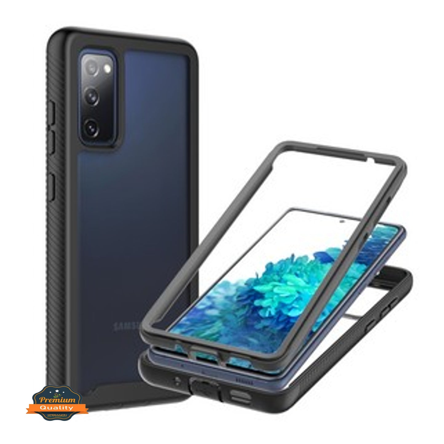 For Samsung Galaxy A03 Core Armor Slim Hybrid Double Layer Hard PC + TPU Transparent Back Rugged Frame Shockproof Phone Case Cover