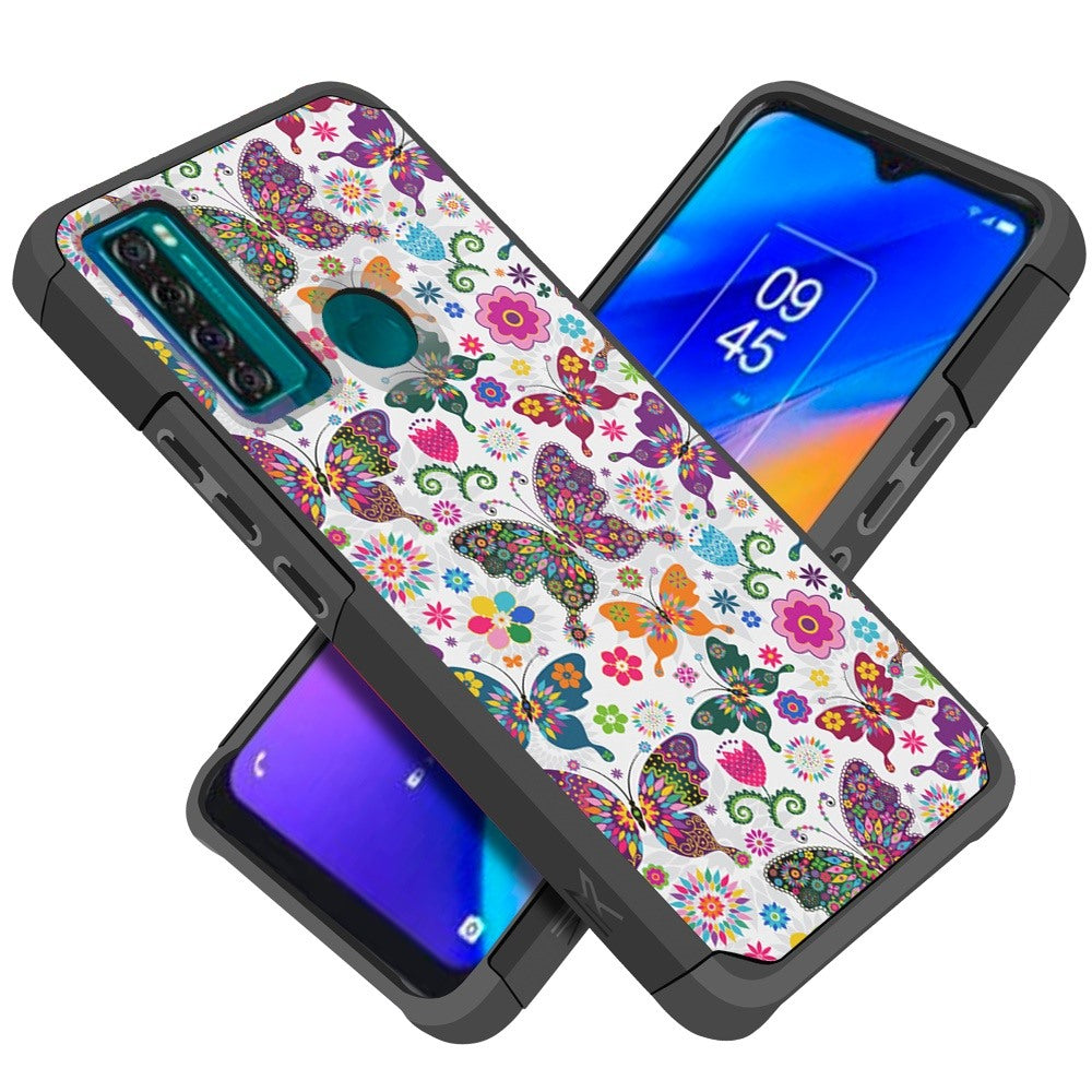 For TCL 20 XE Graphic Design Pattern Hard PC & Soft TPU Silicone Protection 2in1 Hybrid Shockproof Armor Rugged Bumper Phone Case Cover