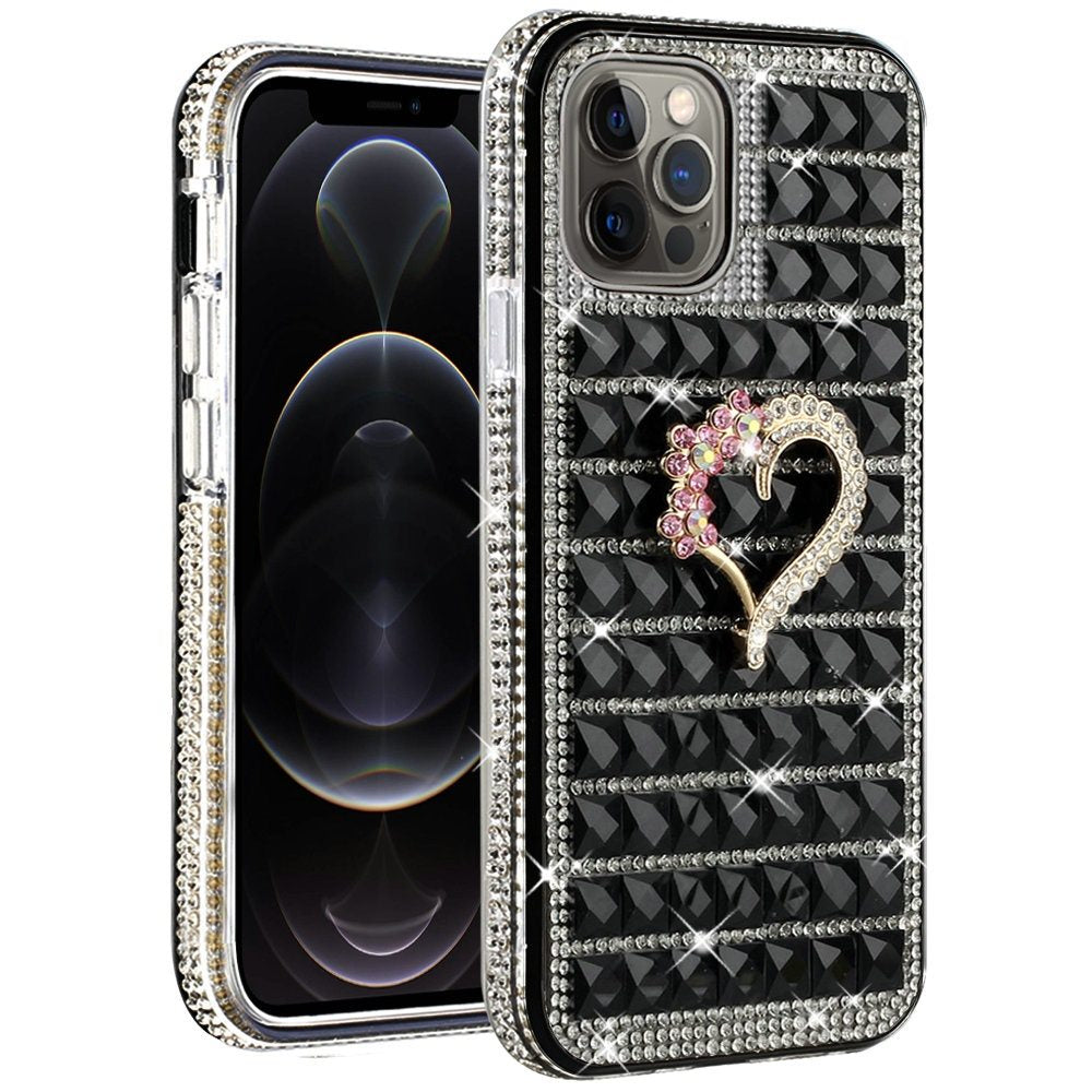 For Apple iPhone SE 2022 /SE 2020/8/7 Fashion Luxury 3D Bling Diamonds Rhinestone Jeweled Ornament Crystal Hybrid Hard Phone Case Cover