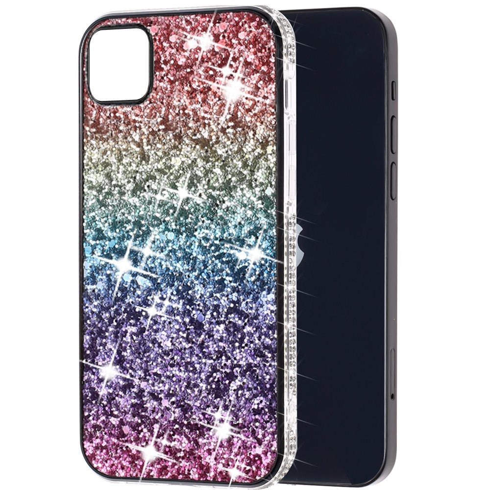 For Samsung Galaxy A22 5G Rhinestone Sparkling Rainbow Gradual Glitter Full Diamond Bling Protective Hybrid Rugged Slim TPU Phone Case Cover