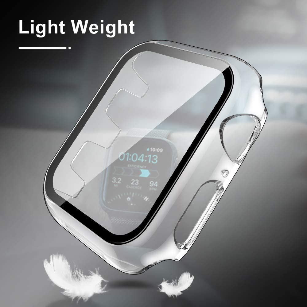 For Apple Watch 40mm Ultra Clear Transparent PC with Built in Screen Protector Snap-on Full Coverage Shell Rubber TPU + Hard PC Frame for iWatch Series SE/6/5/4 Clear Phone Case Cover