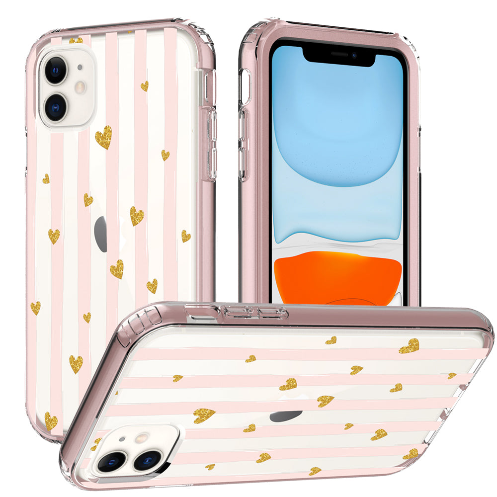 For Apple iPhone 14 (6.1") Beautiful Design 3 in 1 Hybrid Triple Layer Armor Hard PC Plastic Rubber TPU Frame Phone Case Cover