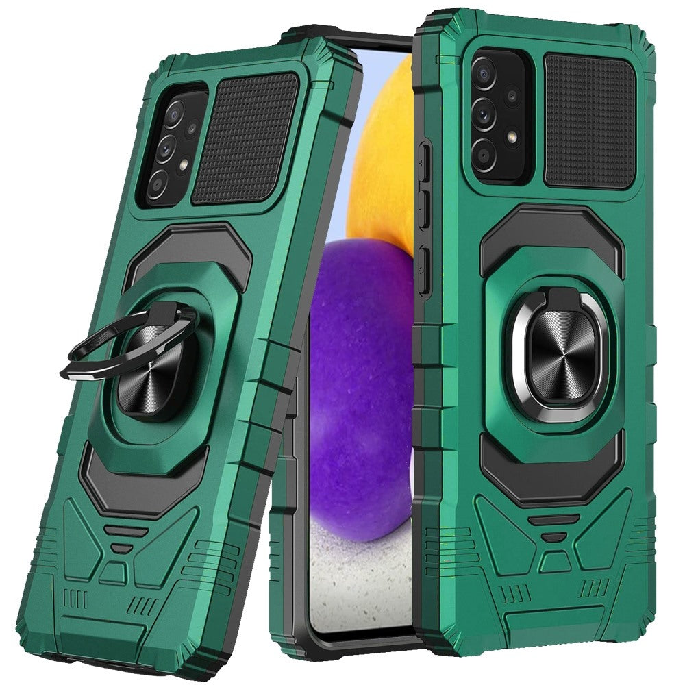 For Samsung Galaxy A73 5G Hybrid Dual Layer with Rotate Magnetic Ring Stand Holder Kickstand, Rugged 2in1 Shockproof Phone Case Cover