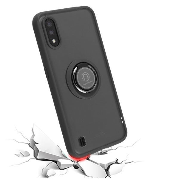 For Samsung Galaxy A03S Transparent Hybrid PC Magnetic Ring Stand (work with Car Mount) Detachable Frame Bumper Phone Case Cover