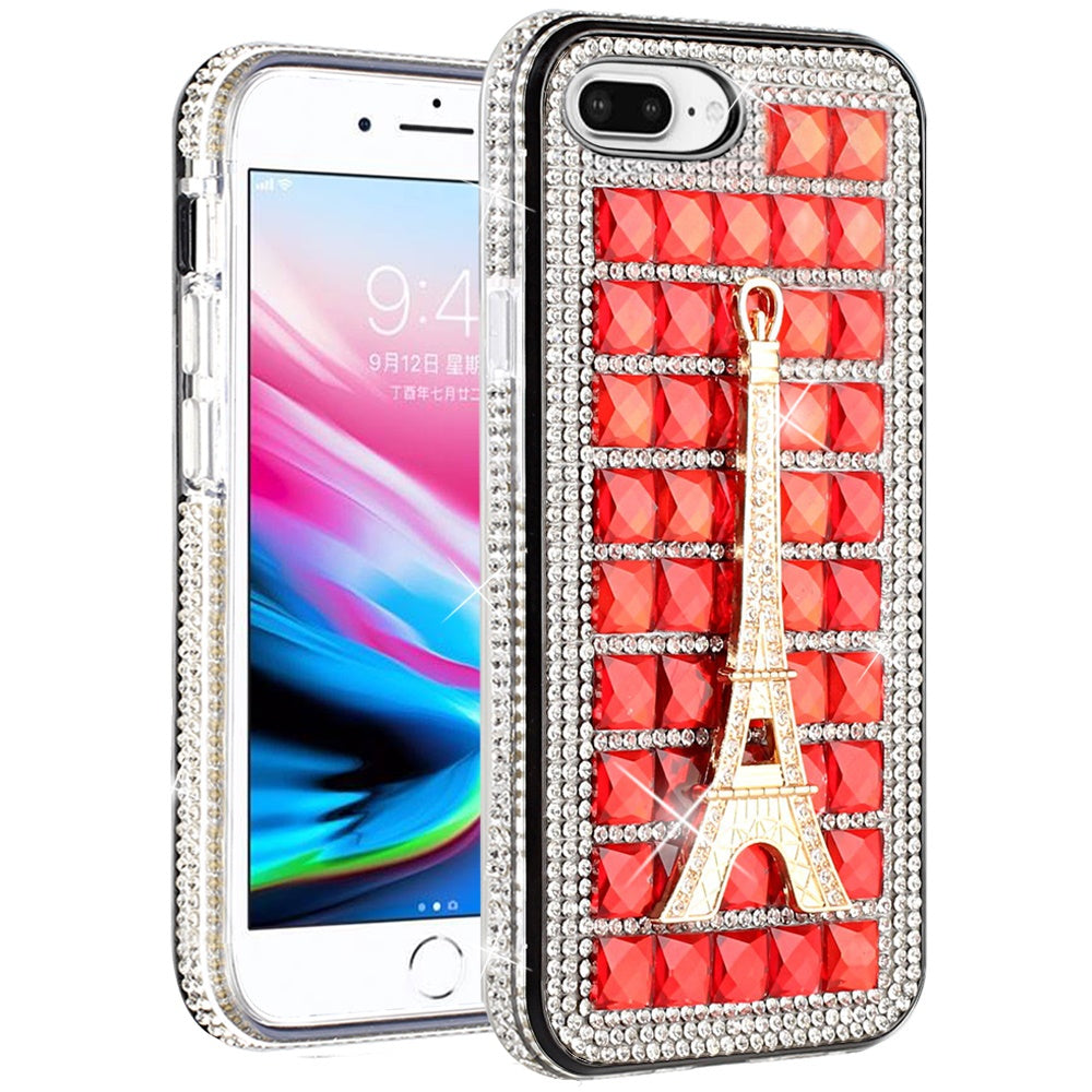 For Apple iPhone 8 Plus/7 Plus/6 Plus/6s Plus Fashion Luxury 3D Bling Diamonds Rhinestone Jeweled Ornament Shiny Crystal Phone Case Cover