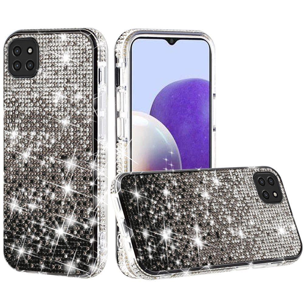 For Samsung Galaxy A22 5G Glitter Bling Ultra Thin TPU Sparkle Diamond Rhinestone Shiny Full Cover Crystal Stones Back Phone Case Cover