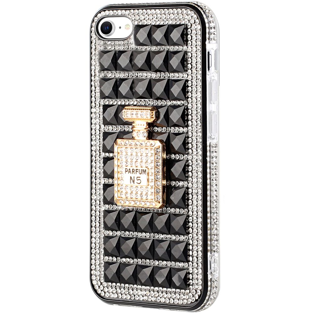 For Apple iPhone SE 2022 /SE 2020/8/7 Fashion Luxury 3D Bling Diamonds Rhinestone Jeweled Ornament Crystal Hybrid Hard Phone Case Cover