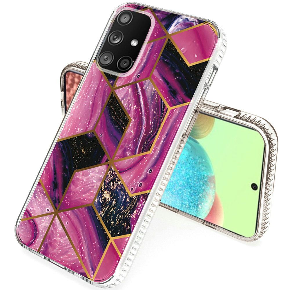 For Samsung Galaxy A71 5G Hybrid Design Graphic Fashion Colorful Sparkle Pattern Silicone Skin TPU Hard PC Armor Ultra Slim Phone Case Cover