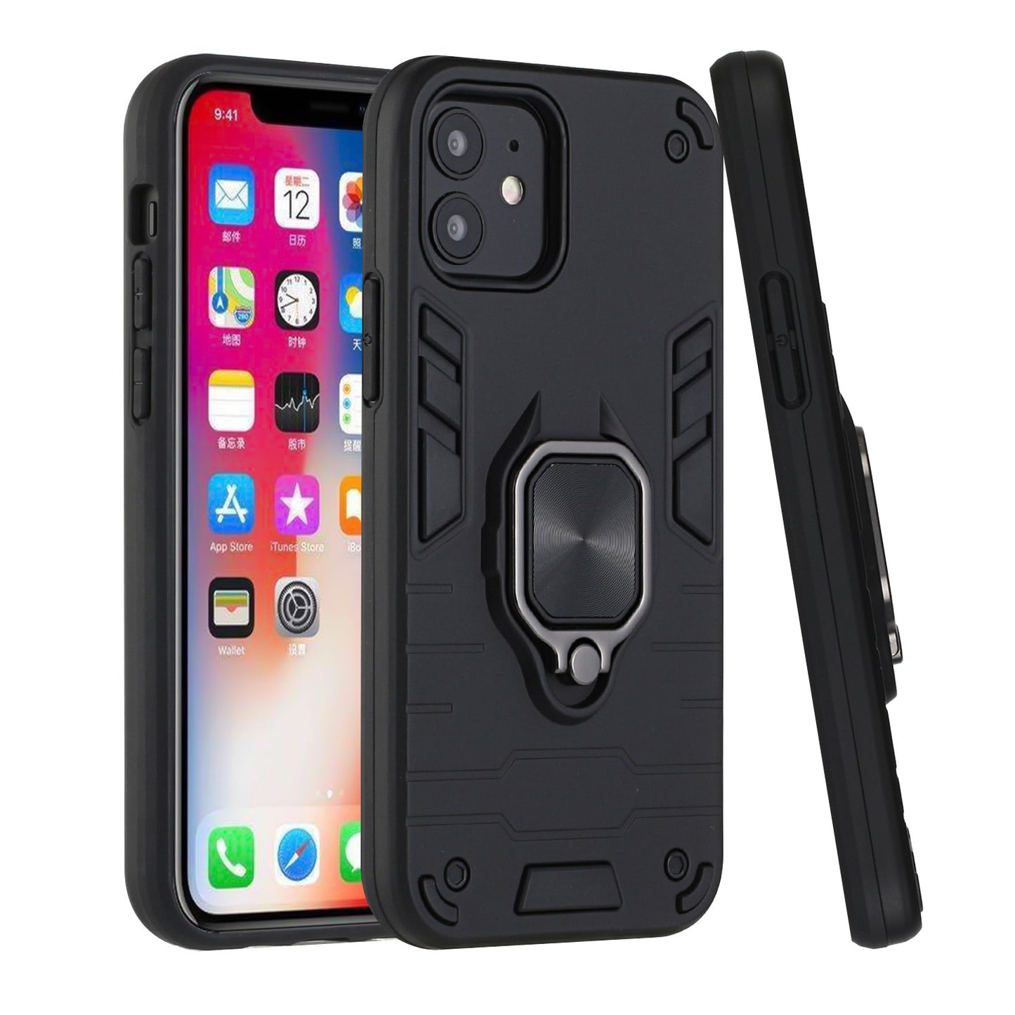 For Samsung Galaxy S21 FE /Fan Edition Hybrid Rotating Ring Kickstand Magnetic Heavy Duty Shockproof Bumper Hard PC Back Slim Phone Case Cover