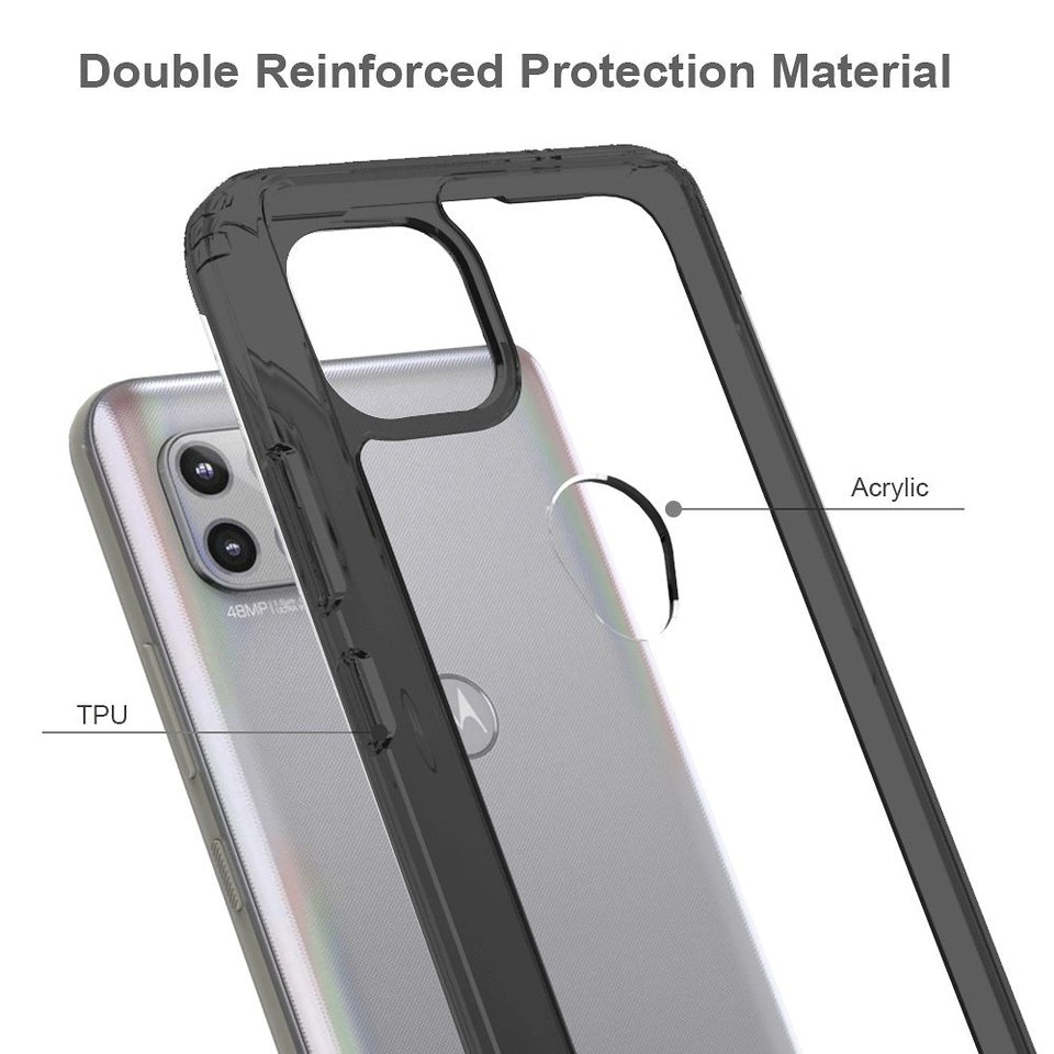 For Samsung Galaxy A03S Hybrid Slim Crystal Clear Transparent Shock-Absorption Bumper with TPU + Hard PC Back Frame Phone Case Cover